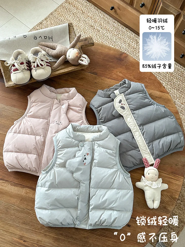 Baby Down Vest Autumn Winter New Infant Lightweight Down Clothing Girls White Duck Down Vest Jacket aClass