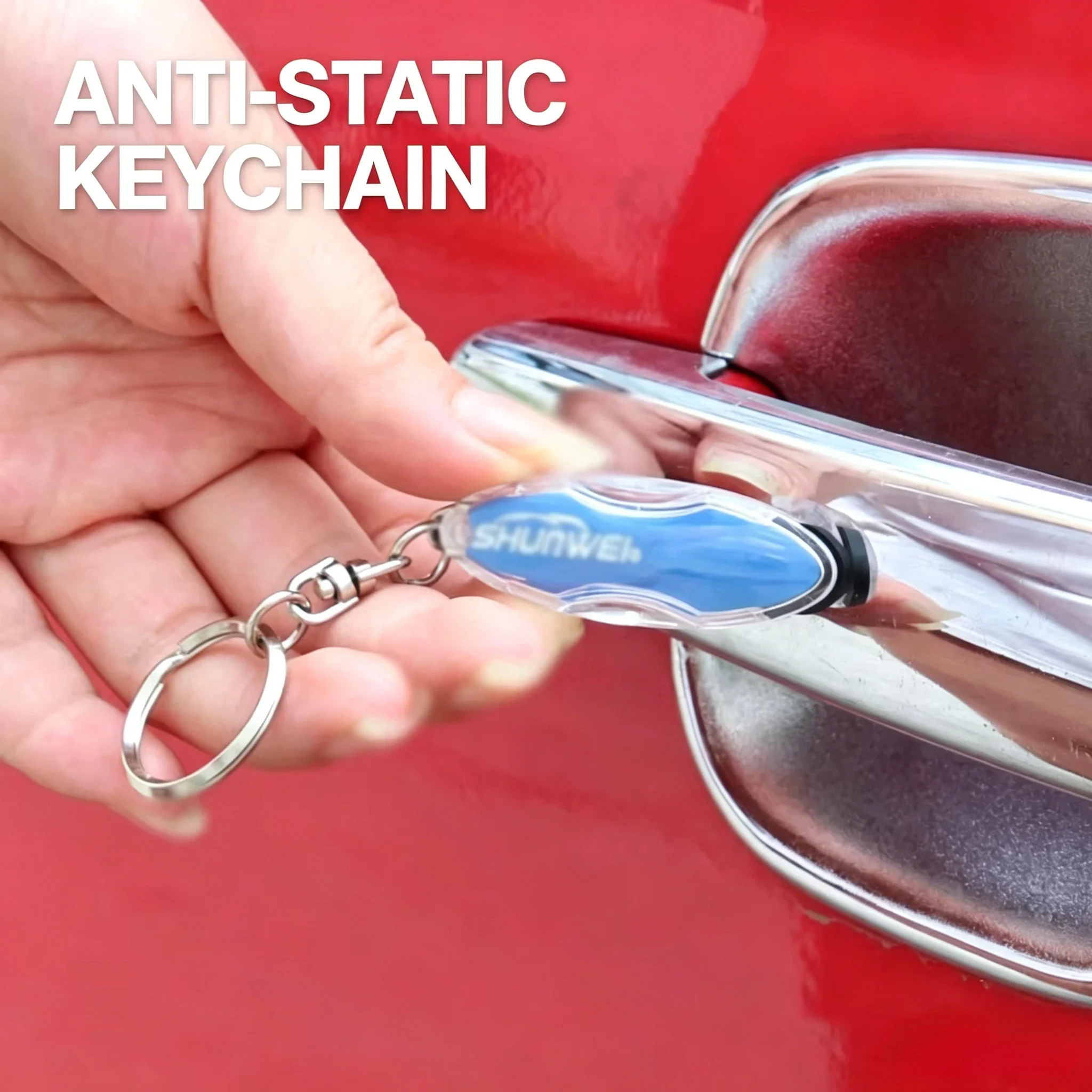 Anti Static Car Keychain Oval Key Ring Eliminate Static Electricity Mini Car Key Holder Auto Interior Accessories Gadgets