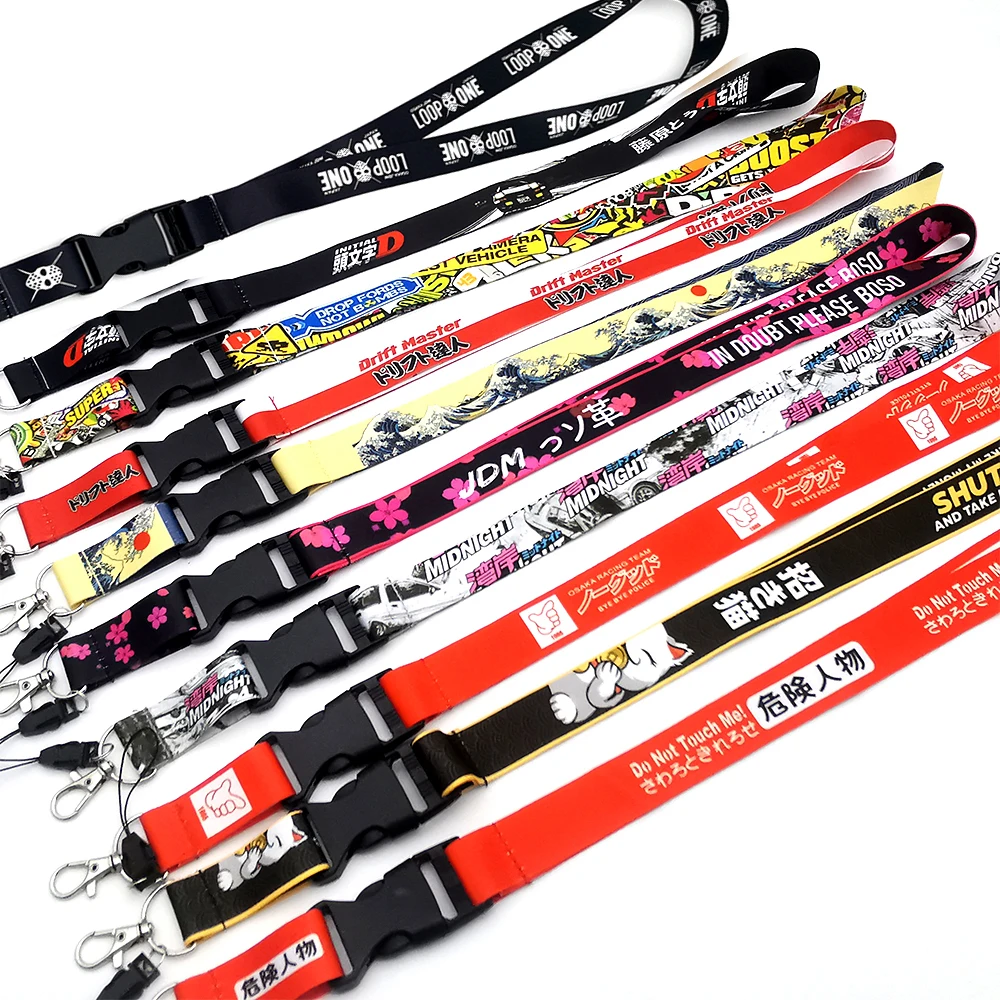 Initial D JDM Style Racing Lanyard Lucky Cat Key Mobile ID Card Hängegurt Umrüstung Umhängebänder für Initial D Key Geschenk