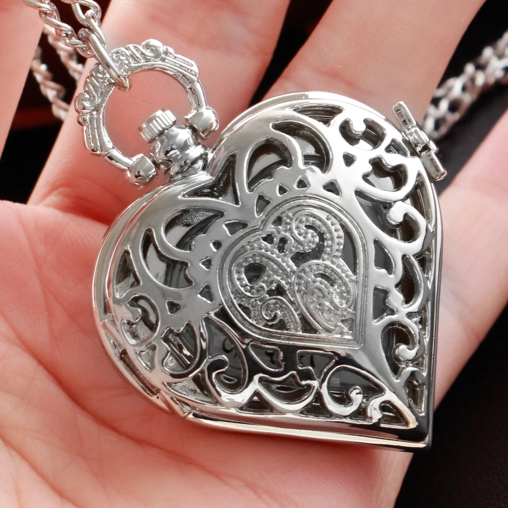 ساعة جيب كوارتز فضية لطيفة، قلادة من الأحجار الكريمة الصغيرة اللطيفة، هدية العيد للرجال والنساء، إكسسوارات قلادة عصرية