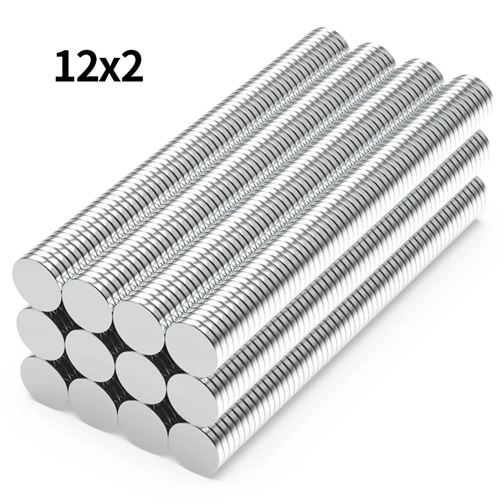 12x2mm N35 Ímã de neodímio super forte redondo NdfeB Ímãs magnéticos permanentes poderosos ímãs de geladeira 12*2