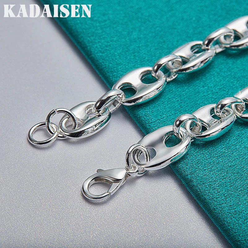 925 Sterling Silber Schweinenasen-Kettenarmband für Damen und Herren, modischer Schmuck für Hochzeiten und Partys – Detail 5