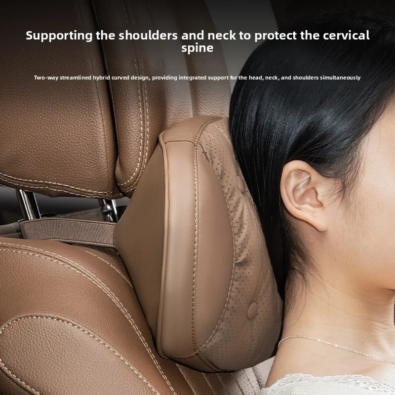 عالية الجودة العالمي سيارة مسند الرأس وسادة من اللاتكس مقعد السيارة الرقبة وسادة عالية الجودة الجلود تنفس كرسي داعم للفقرات القطنية وسادة السيارة
