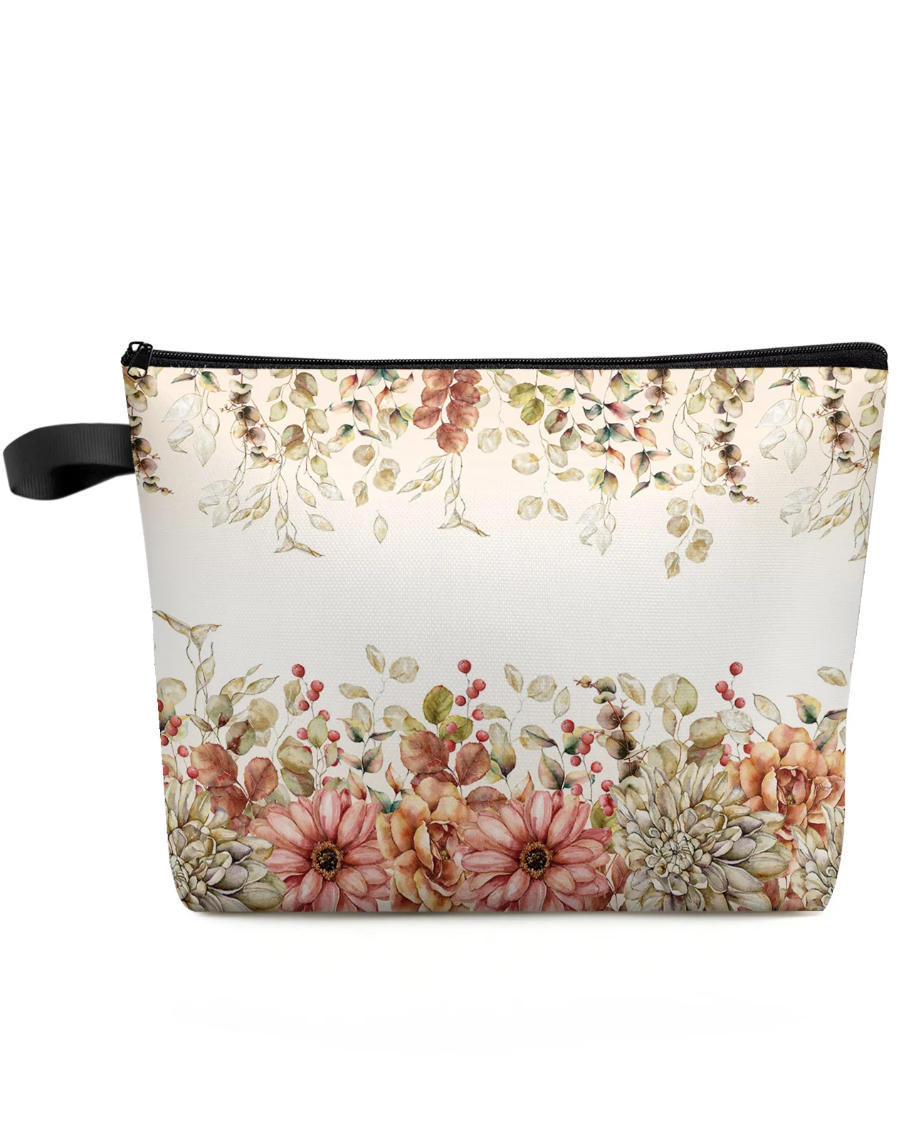 Plant Eucalyptus Autumn Leaves Vintage Flower Makeup Bag Pouch Women Essentials Cosmetic Bags Organizer Storage Pencil Case