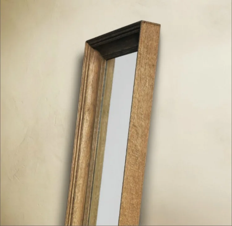 furniture solid wood square full body floor mirror American RH fashion dress mirror American rural retro fitting mirror