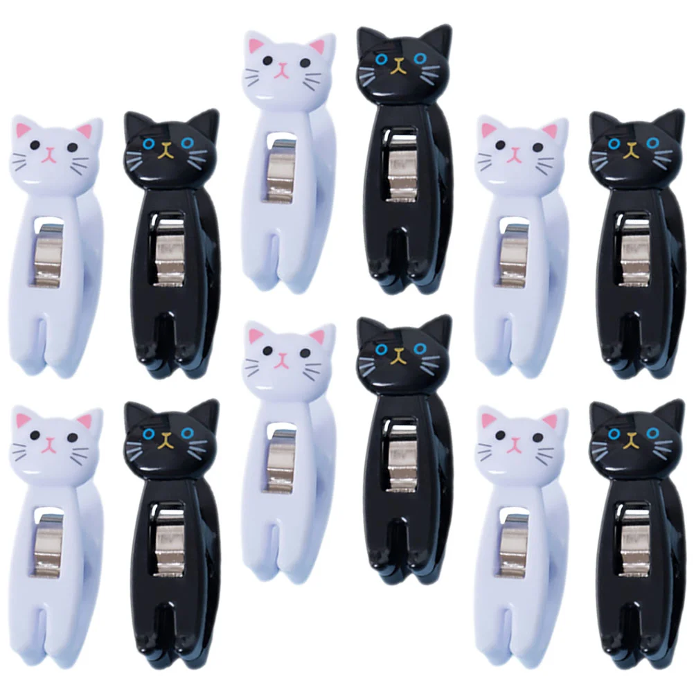 

12 Pcs Cute Plastic Clips Cat Memo for Pants Note Multi-functional Multifunction
