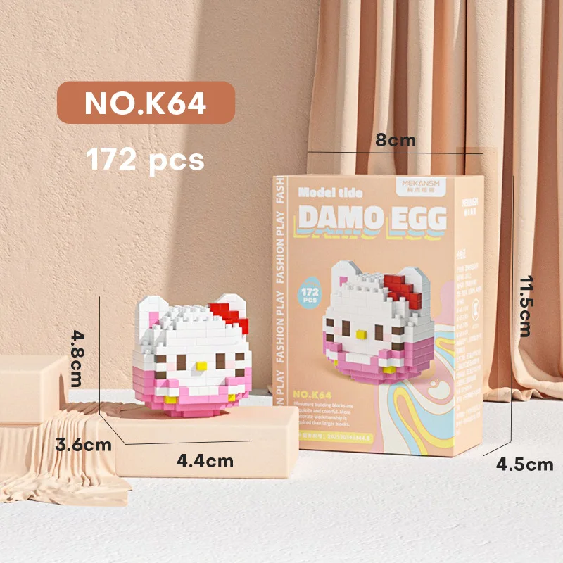 Sanrio Kuromi Cinnamoroll Building Block Hello Kitty Melody granello Puzzle giocattoli bambini Cinnamoroll Room Decor giocattoli regali 2024