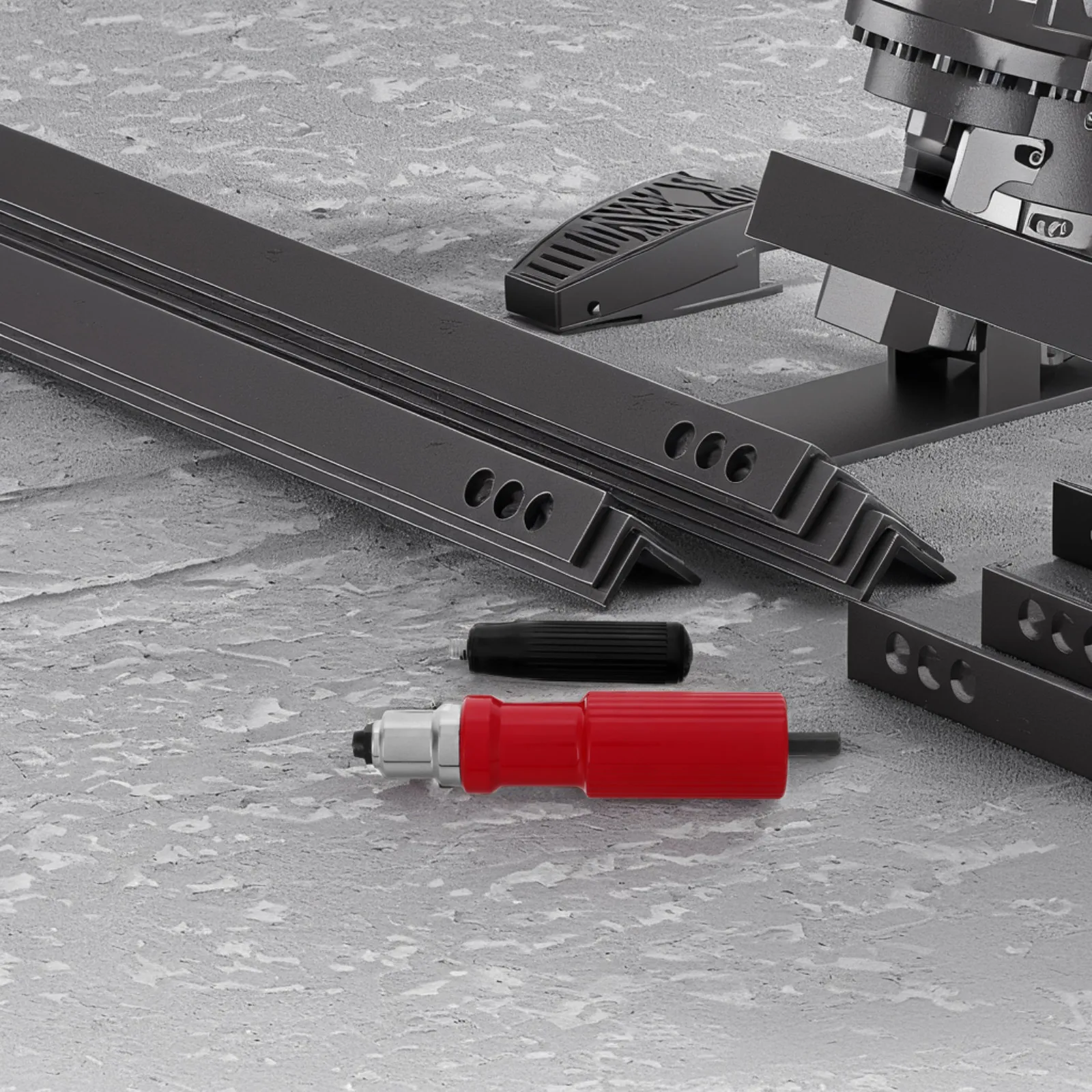 Adattatore per pistola per rivetti Attacco per trapano Design per supporto per chiodi da 360 gradi Rivettatura efficiente Struttura in tre pezzi liscia senza sbavature Lunga