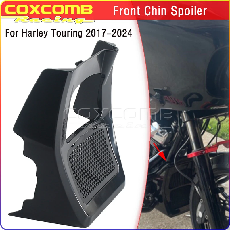 Motorcycle Front Chin Spoiler Radiator Fairing Cover For Harley Touring FLHR FLHT Road King Street Road Electra Glide 2017-2024