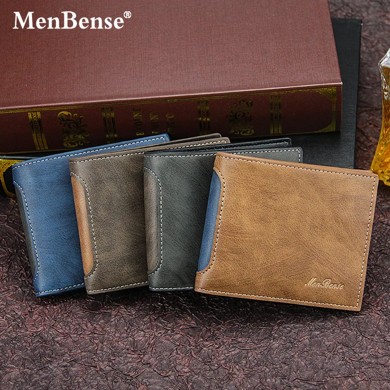 MenBense New Men's Wallet Short, Stylish and Casual Splicing Multi-Card Tri-Fold Bag Men's Wallet