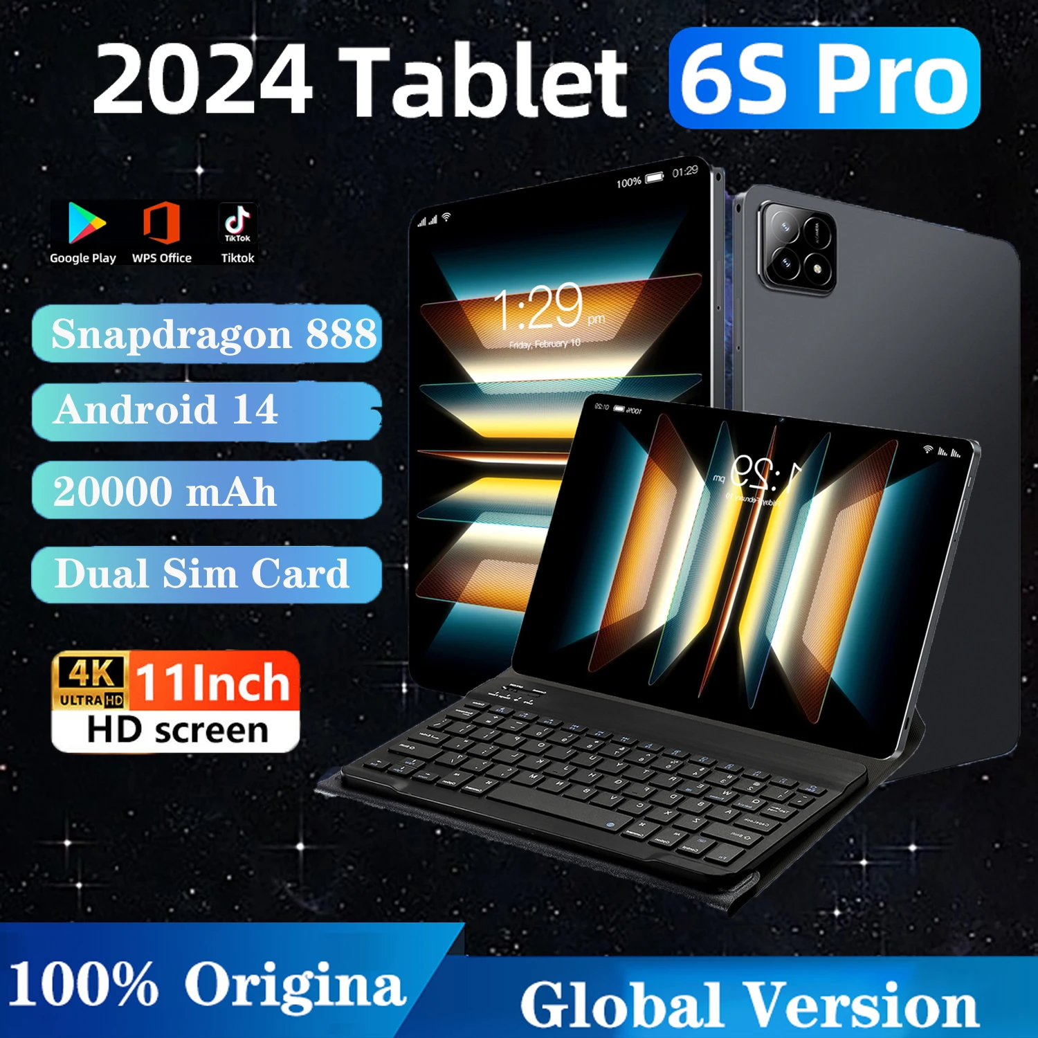 

2025 New Pad 6s Pro Pad 12GB/16GB 1TB ROM Snapdragon 8 gen2 GPS 11" Screen 20000mAh Global Wifi Bluetooth Tablet Pc Pad 6s Pro