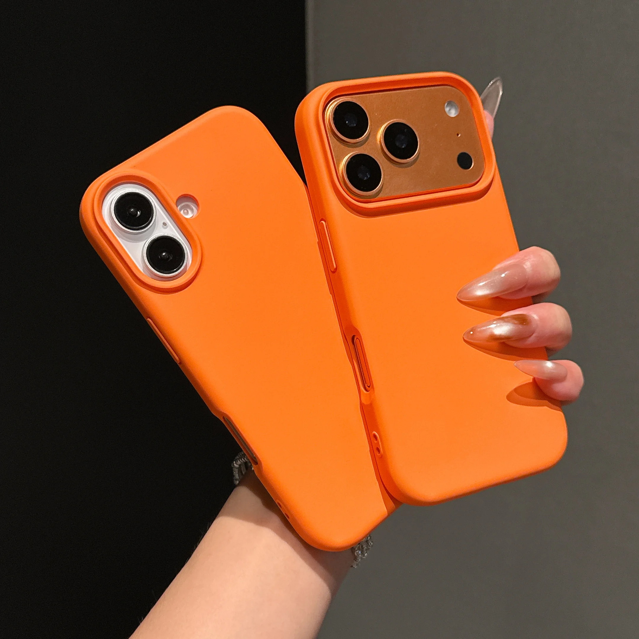 Original Flüssigsilikon Orange Farbe Hülle für iPhone 17 Pro Max 17 16 15 14 13 12 11 Pro Max Mini Plus rutschfeste Stoßstangenabdeckung – Detail 3
