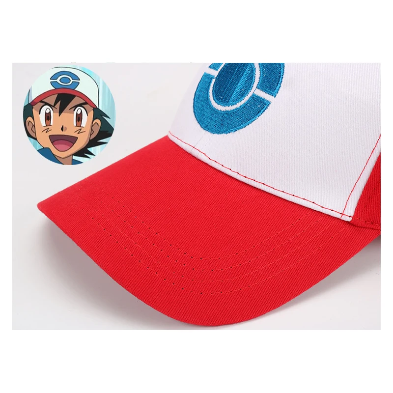 Anime Pokemon Hat Pocket Monster Figure Ash Ketchum Cosplay Series Cartoon Hats Adjustable Child Baseball Cap Mesh Hats