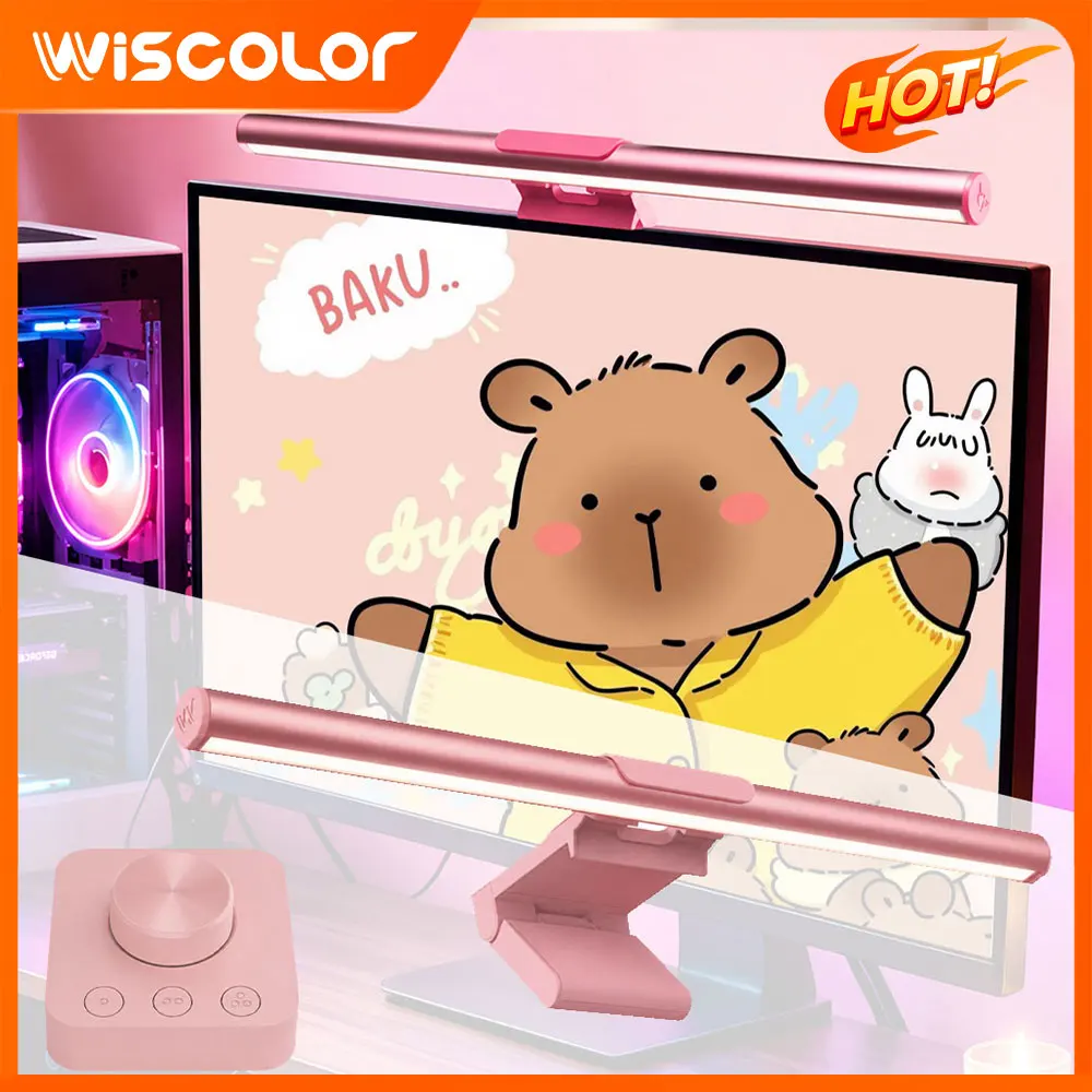 Monitor Light Bar Pink Led Lights Smart Wifi RGBIC Dimmable Setup Gamer Lightbar PC Decorations Remote Control Desk Accessories