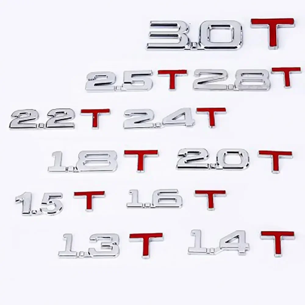 

3D Car Metal Zinc Alloy Decorative Stickers 1.6 1.8 2.0 3.0 T Number Logo Emblem Badge Car Styling Decal Accessories