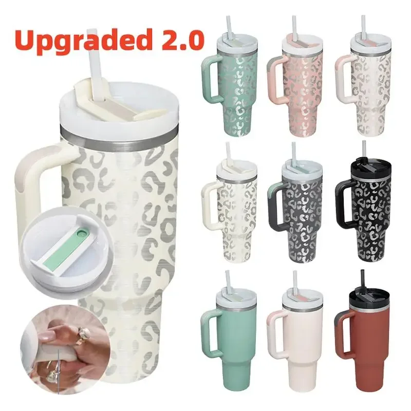 

Travel Tumbler Straw Coffee Insulation Cup 40oz Handle Portable Car Stainless Steel Water Bottle BPA Free Thermal Water Mug