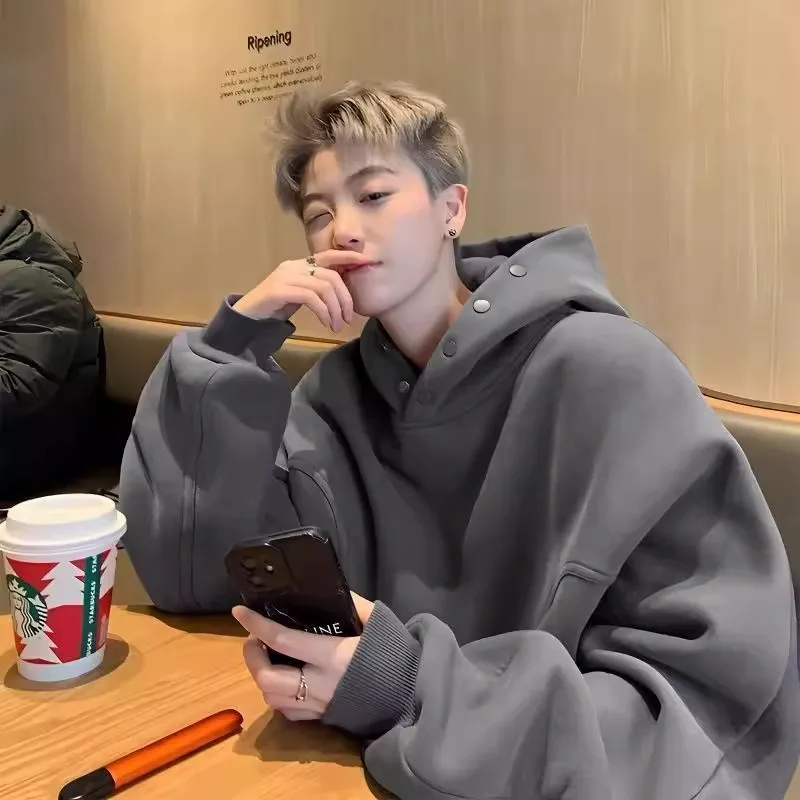 

Мужская толстовка оверсайз 300 Pou, свободный крой, в американском хип-хоп стиле, весна-осень, повседневная, удобная, грязеотталкивающая