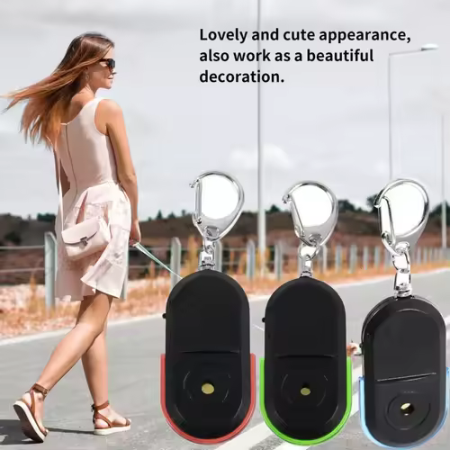 Portable car key finder anti-lost key finder smart find locator keychain whistle beep sound control LED torch - Image 6
