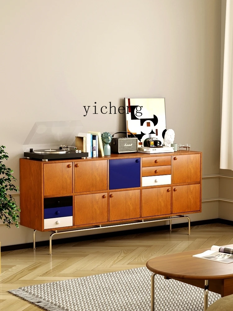 

ZZ Furniture Storage Tea Cabinet Solid Wood Antique Style Chest of Drawers Sideboard Cabinet against the Wall