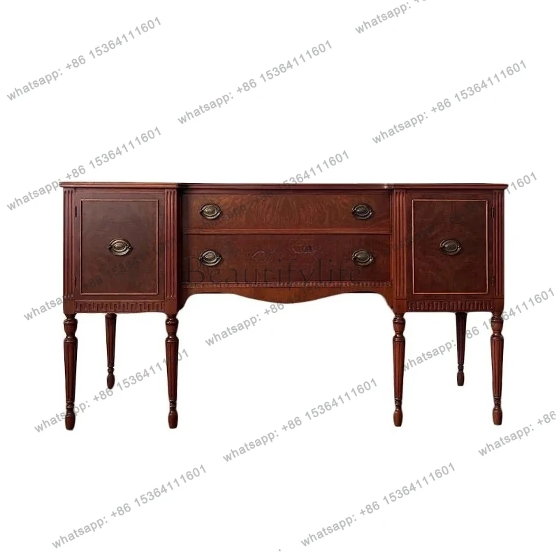 

French Style Solid Wood Vintage Carved Entrance Cabinet Living Room Decorative Cabinet American Mid-Century Storage Sideboa