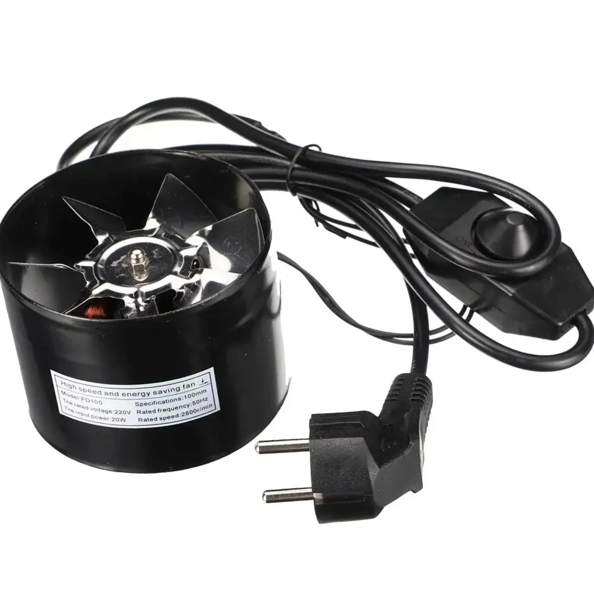 

4-дюймовый вытяжной вентилятор с металлическими трубами, линейный канальный вентилятор, мини-вентилятор, вытяжка для туалета, ванной комнаты, настенный вентилятор без вилки