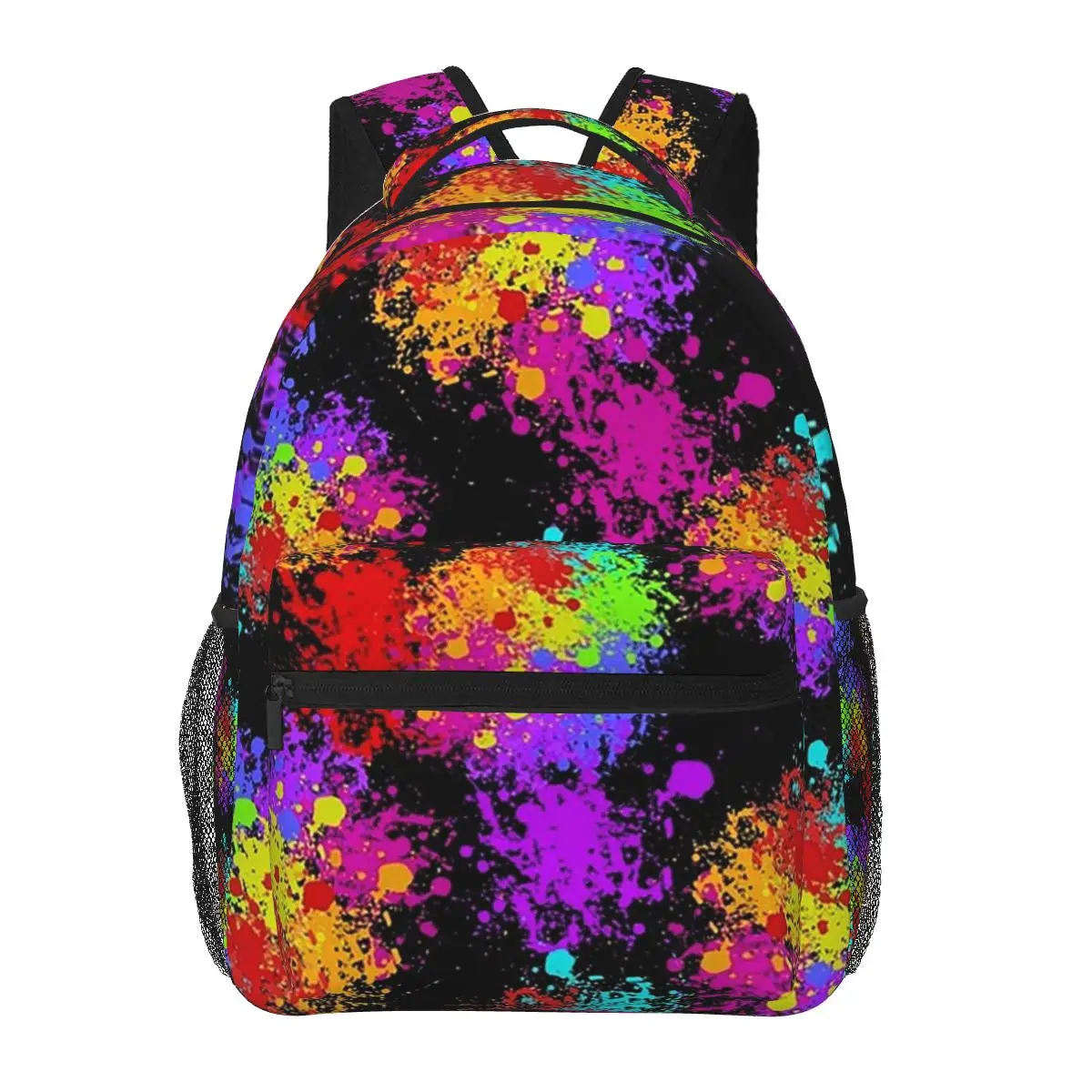 Rainbow Paint Splatter 1 Backpacks Boys Girls Bookbag Students School Bags Cartoon Travel Rucksack Shoulder Bag Large Capacity