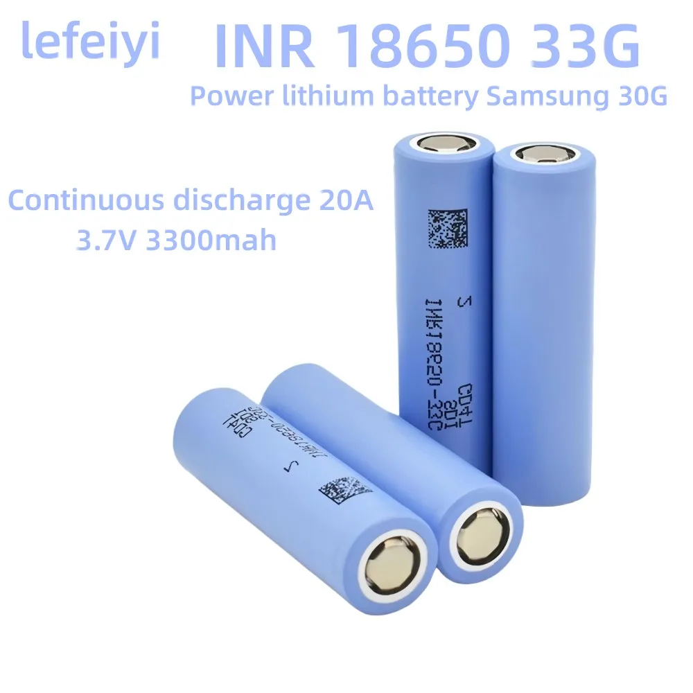 INR18650- 33G100% original lithium battery 3.7v3300mAH high capacity rechargeable battery suitable for strong light flashlights