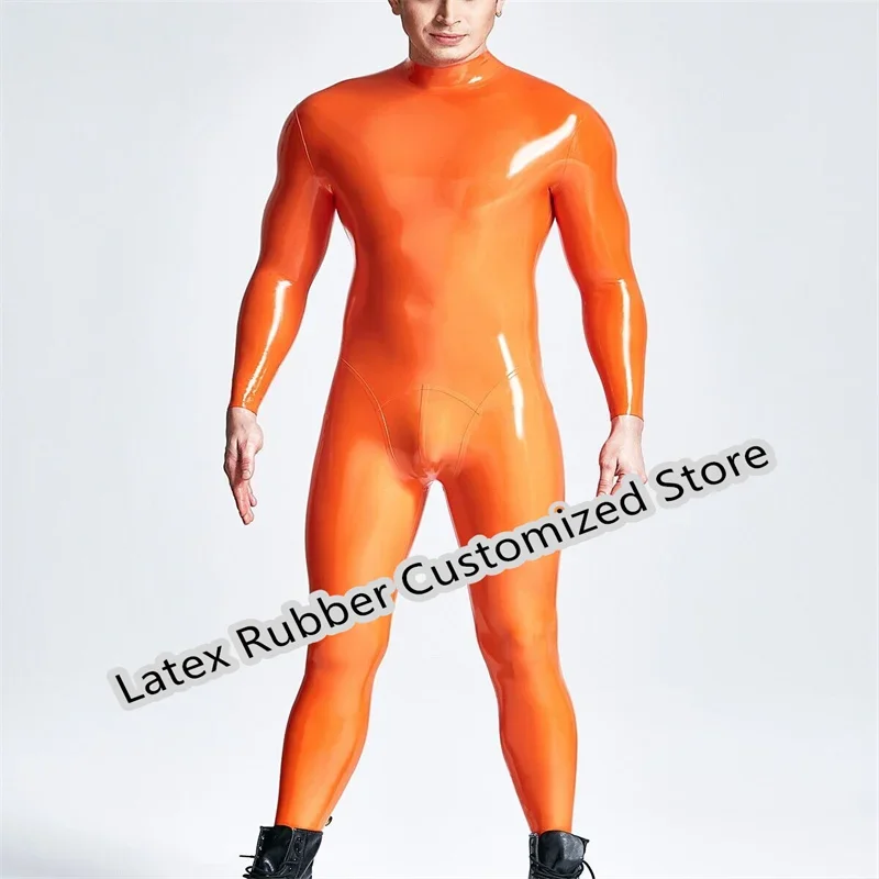 Latex Catsuit No Zip Neck Entry 3D Crotch Latex Unitard No Zip Entire Catsuit