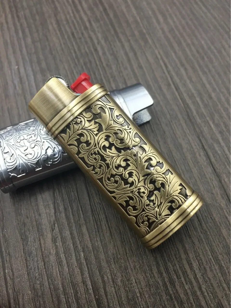 New Metal Tangcao Fuguihua Pattern Lighter Case for Bic J5 Lighter Lighter Cover Case Shell