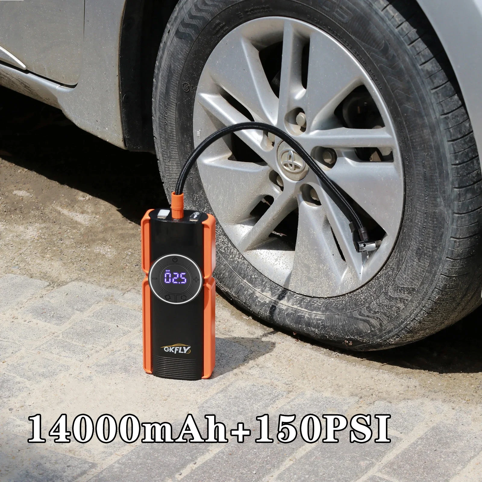 GKFLY 16000mAh Avviatore di emergenza per auto 1400A 12V Uscita Caricatore di avviamento di emergenza portatile per dispositivo di avviamento