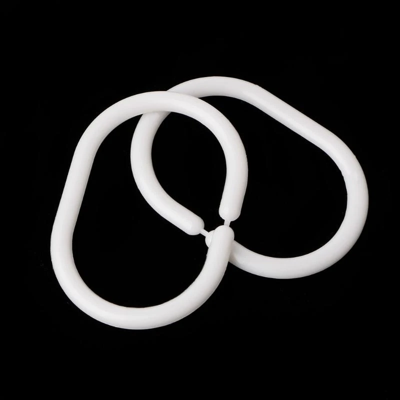 12pcs Shower Curtain Hook Hanger Plastic Rings Bath Drape Loop Clasp Accessories high quality，Portable Curtain Rings Hook Acces