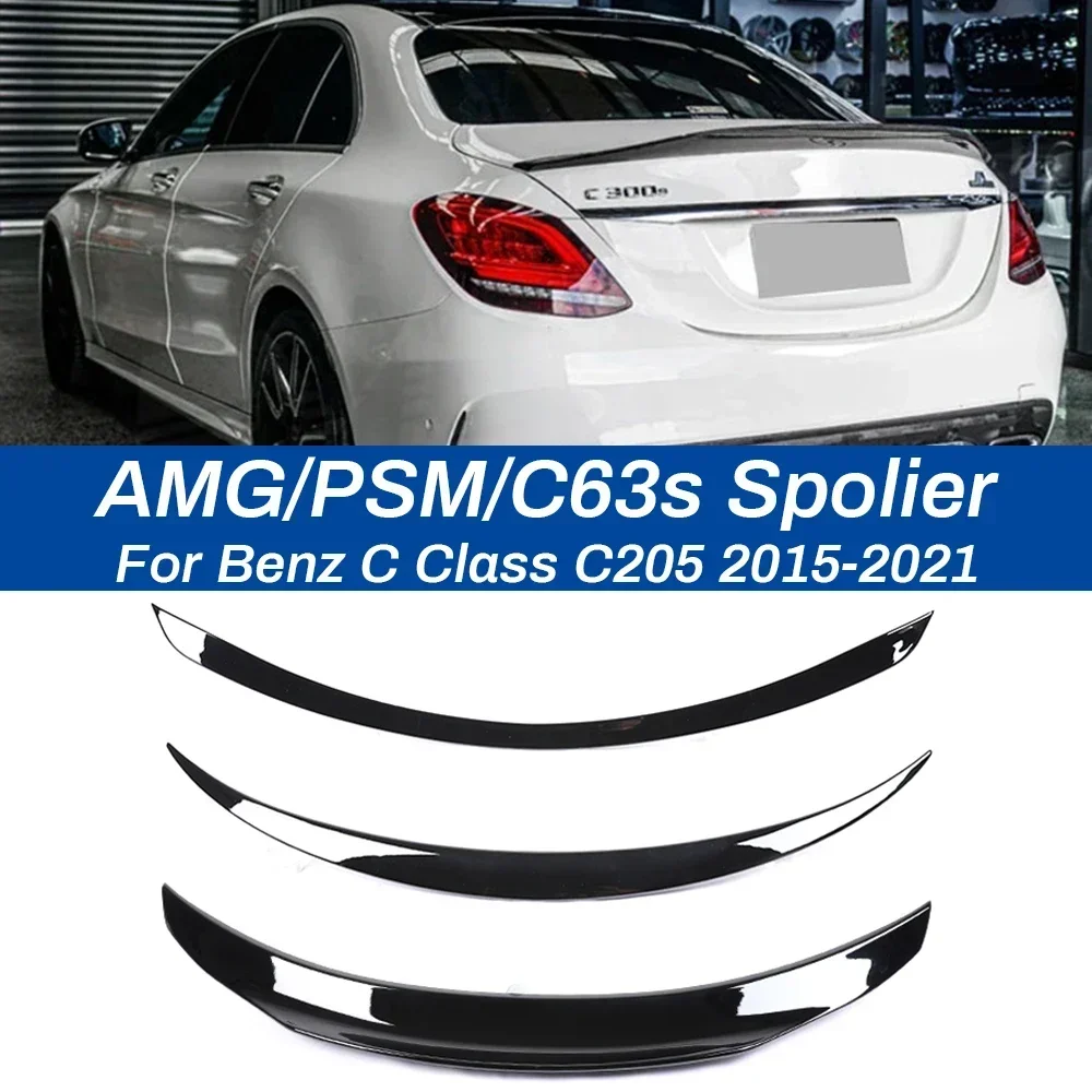 Carbon Fiber Boot Rear Trunk Spoiler For Mercedes Benz C Class Sedan W205 2015-2021 Deflector C63s AMG PSM Style Gloss Black