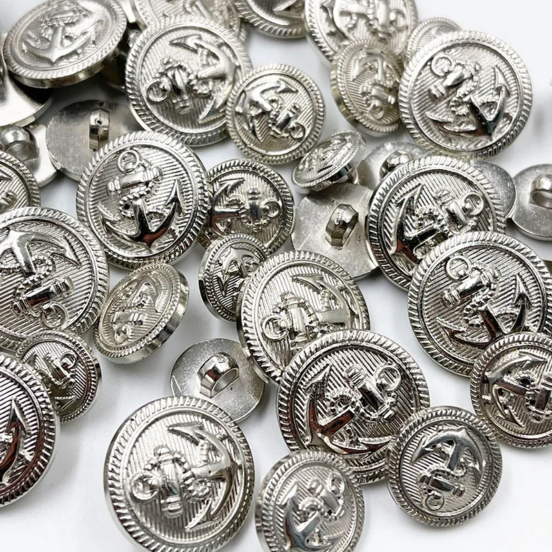 20PCS/pack 13/15/20MM Silver Anchor Buttons Plastic Sewing Accessory Shank Button Garment Clothing PT361