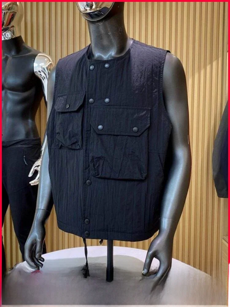 

Warm Du down Workwear Vest Loose Fit Outdoor Autumn Winter Men's Faionable Color round Ne Button up Vest