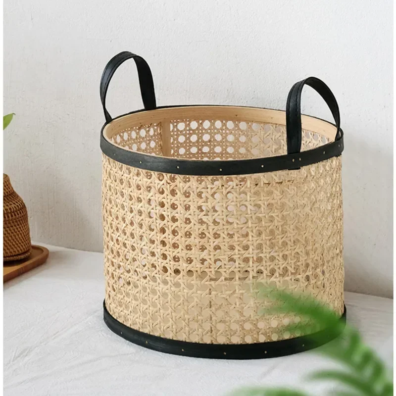 Japanese Simple Storage Basket Hand-woven Rattan Storage Items Hexagonal Mesh Desktop Organizer Versatile Scenes Laundry Basket