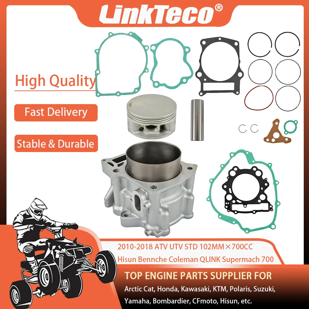 2010-2018 ATV UTV 102MM 700CC Engine Cylinder Top End Gasket Kit For Hisun Bennche Coleman QLINK Supermach 700 12100-F39-0000