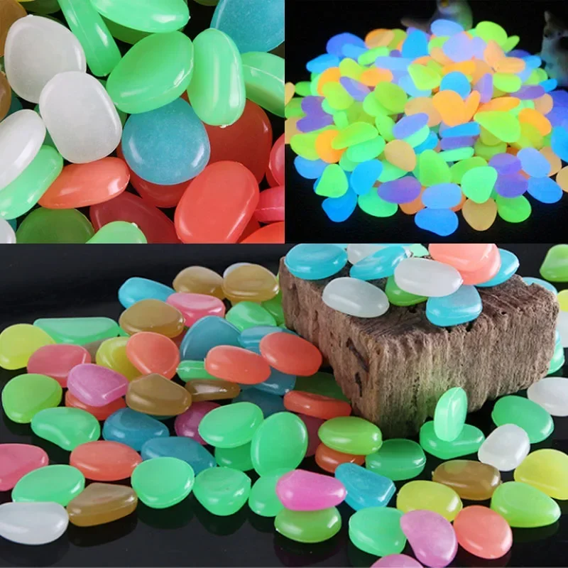 10Pcs Artificial Noctilucent Stone with Colorful Luminescence Aquarium Fish Tank Landscaping Vase Sidewalk Decoration