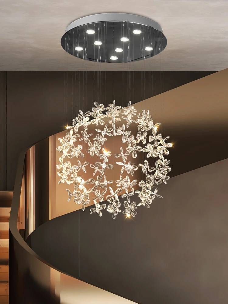 Modern ceiling bedroom chandelier living room  crystal light luxury chandelier circular restaurant led lighting fixture