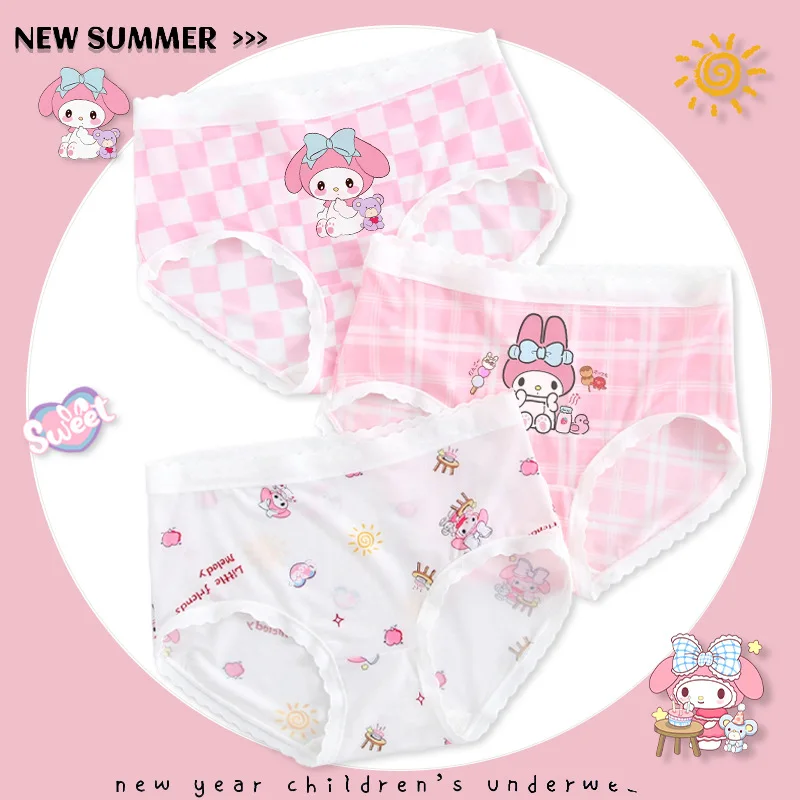 Sanrio Kuromi Children's Underwear New Summer Cartoon Girls Briefs Baby Girl Antibacterial Shorts Skin-Friendly Girl Clothes