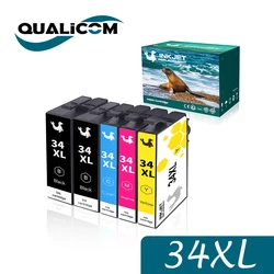 Cartouche d'encre compatible Qualicom 34XL T3471, Epson WorkForce Pro WFino 20 WFino 25 WFino 20DWF WFino 25DWF, 1 jeu de 5 pièces