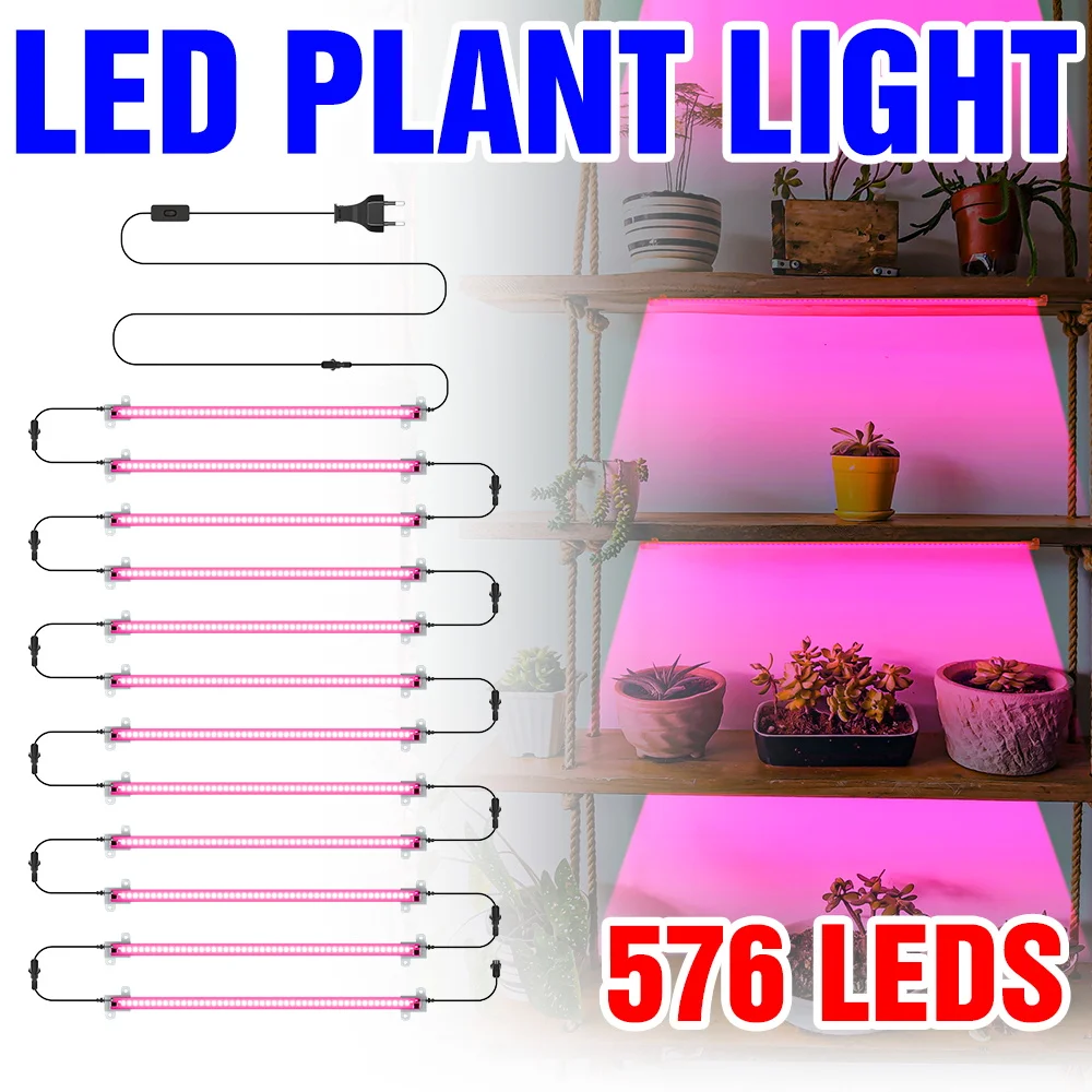 12 Heads LED Grow Light Strip Indoor Flower Hydroponics Cultivation Lamp 30/50CM For Potted Succulent Plant Growbox 220V EU Plug
