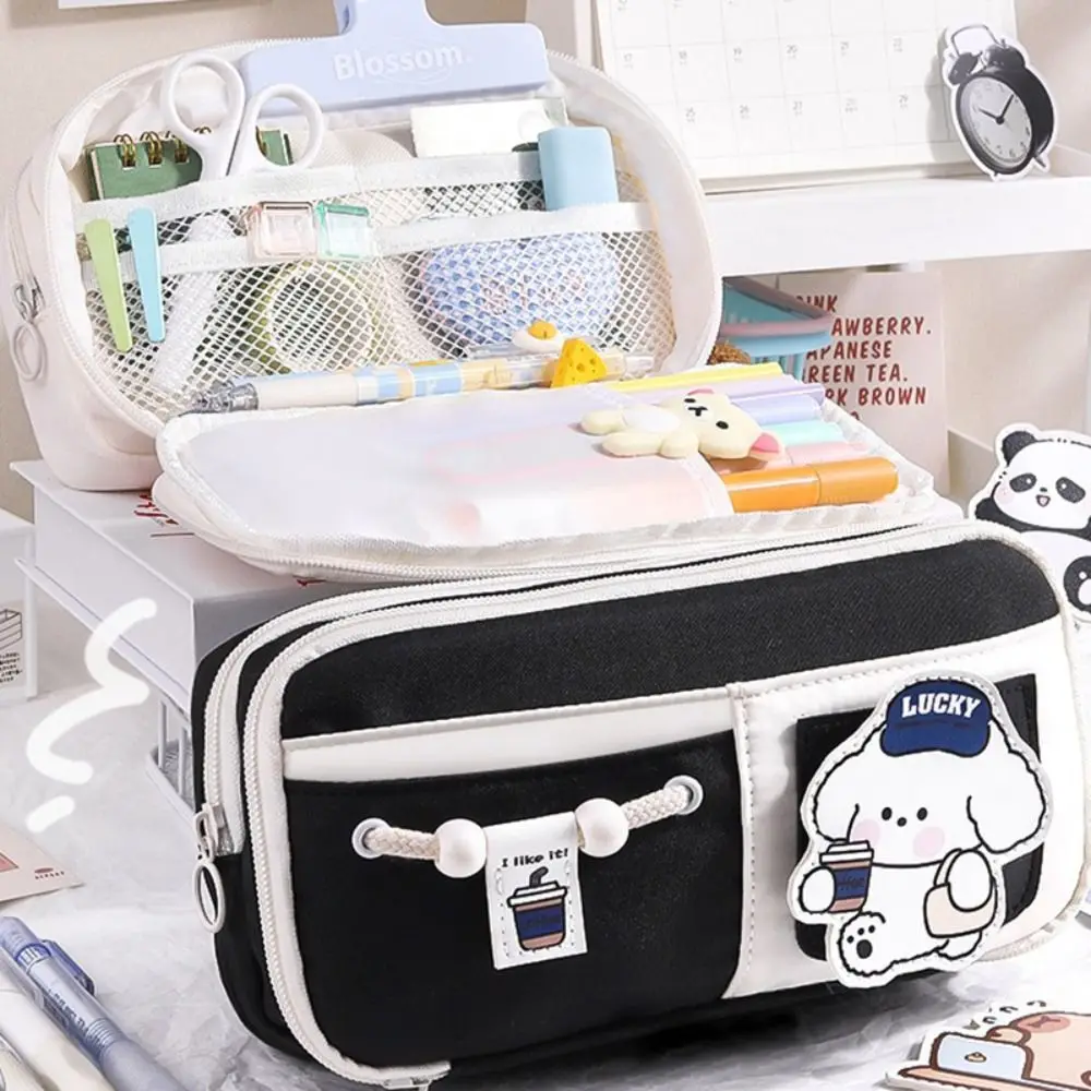 Nine-Layer Pen Bag Capybara/Puppy/Panda/Cheese Patch Back To School Gift Pencil Case Large Capacity Stationery Organizer Student