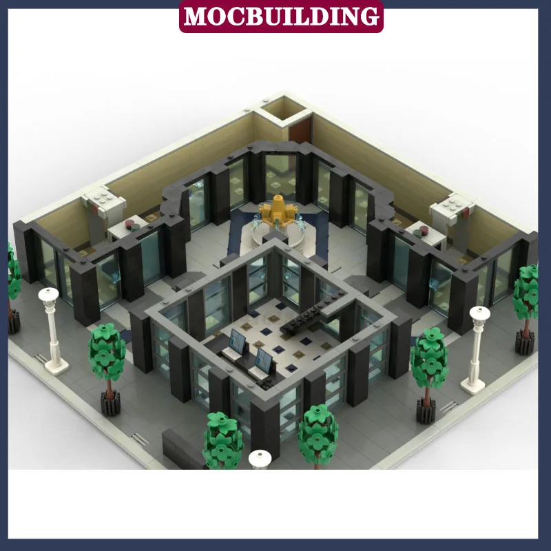 MOC City Street View High Building Model Assembly Building Blocks Room Police Office Collection Series Toy Gifts