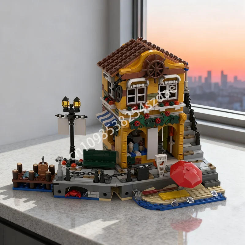 

665 шт. MOC Fat Crab Resto Riviera Extension Модель Строительство Рождественский подарок Блоки Архитектура Сборка игрушек Творческая идея Дети