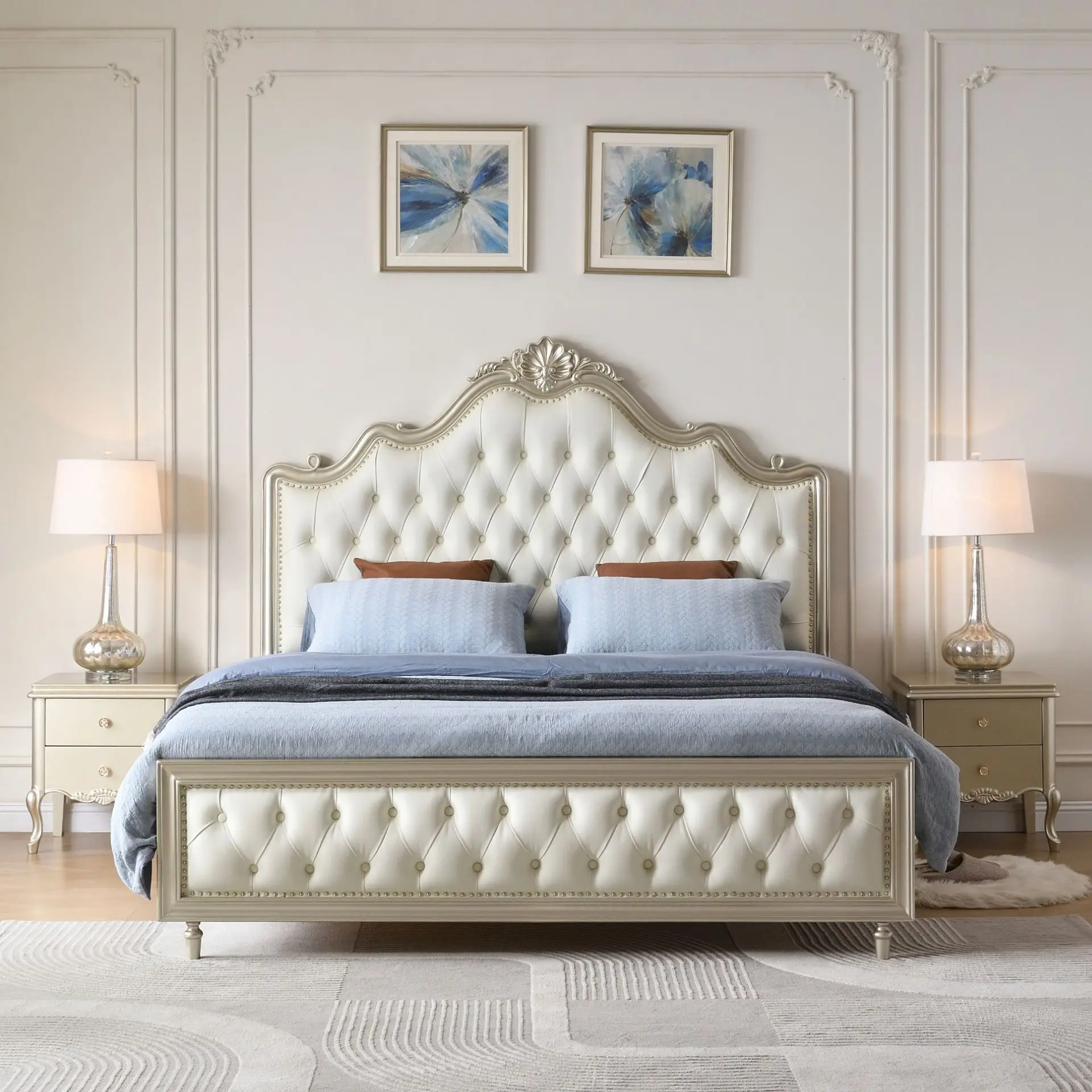 Yjq American solid wood bed 1.8 meters master bedroom modern simple soft bag big bed high-end bedroom princess bed