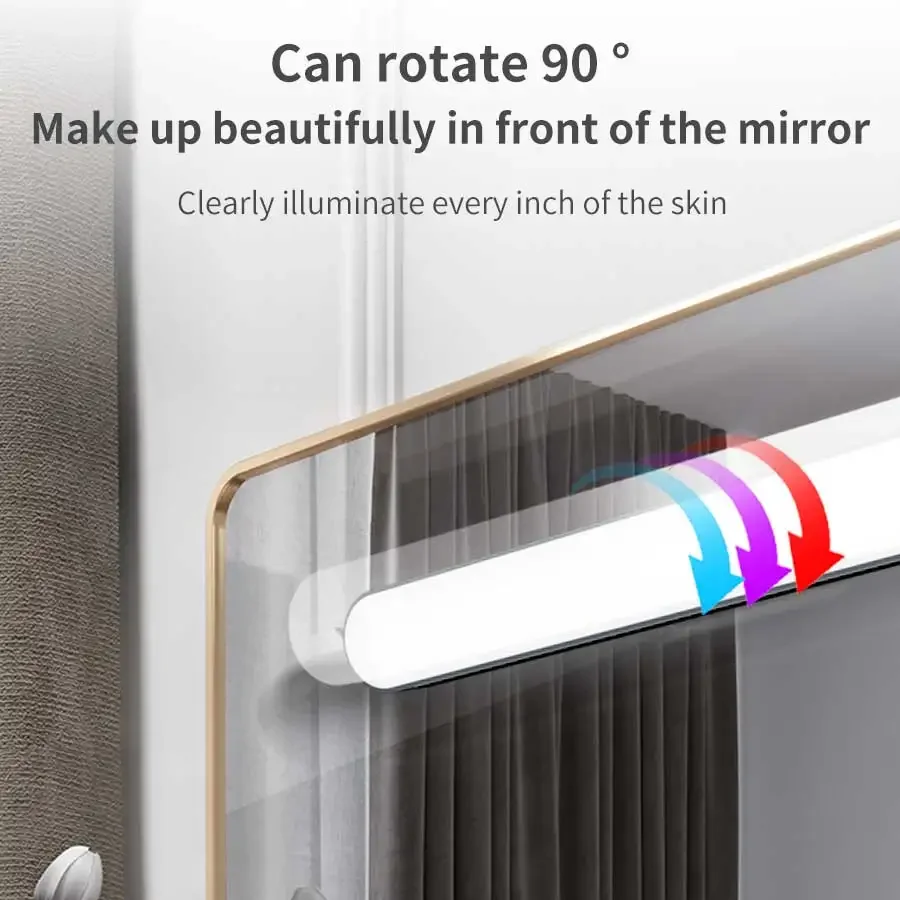 LED Mirror Front Makeup Light Eye Protection Reading Lamp Magnetic Touch Night Light for Dormitory Wardrobe Closet Lighting