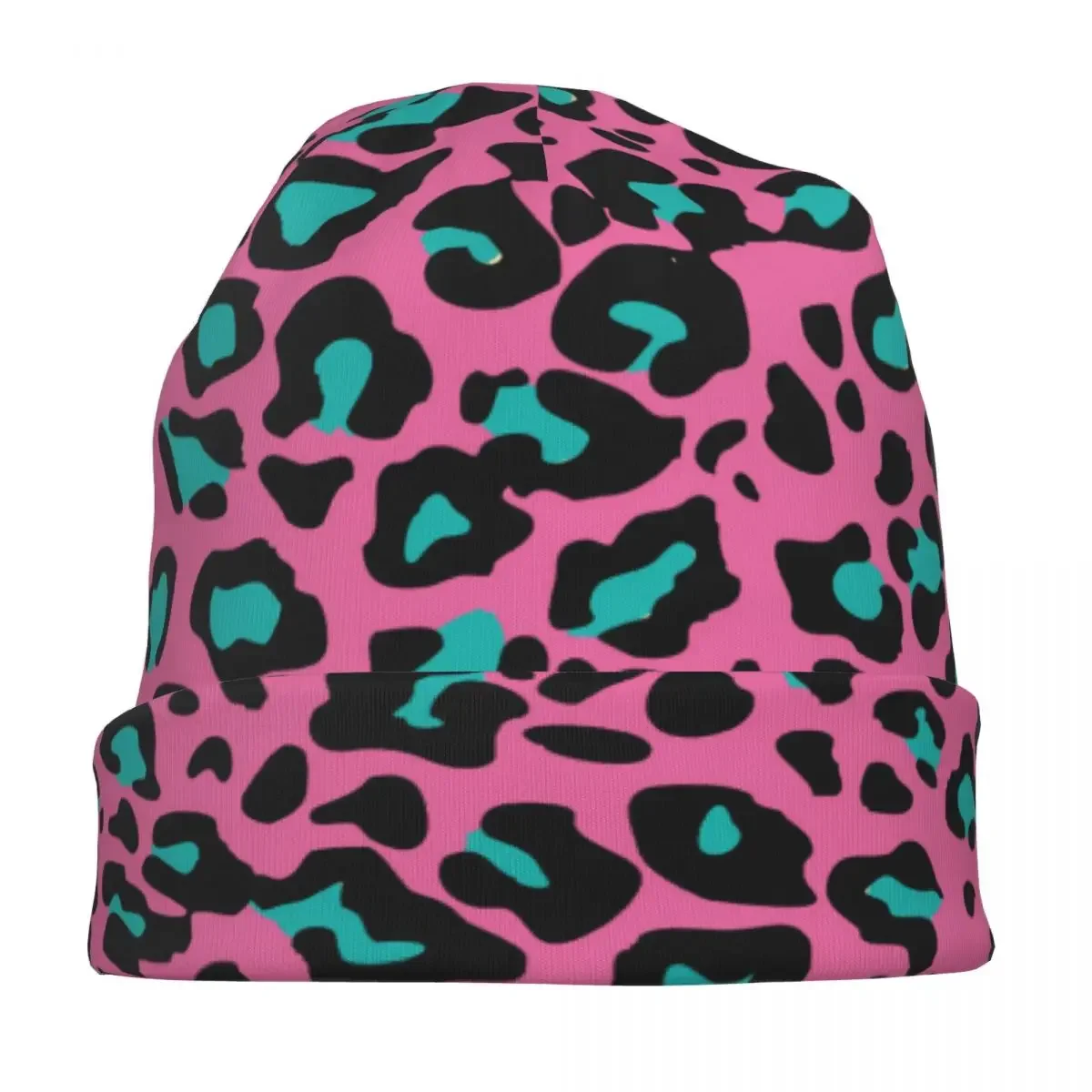 Rose Red Leopard Pattern Skullies Beanies Hat Casual Men Women Street Cap Warm Head Wrap Bonnet Knitted Hat