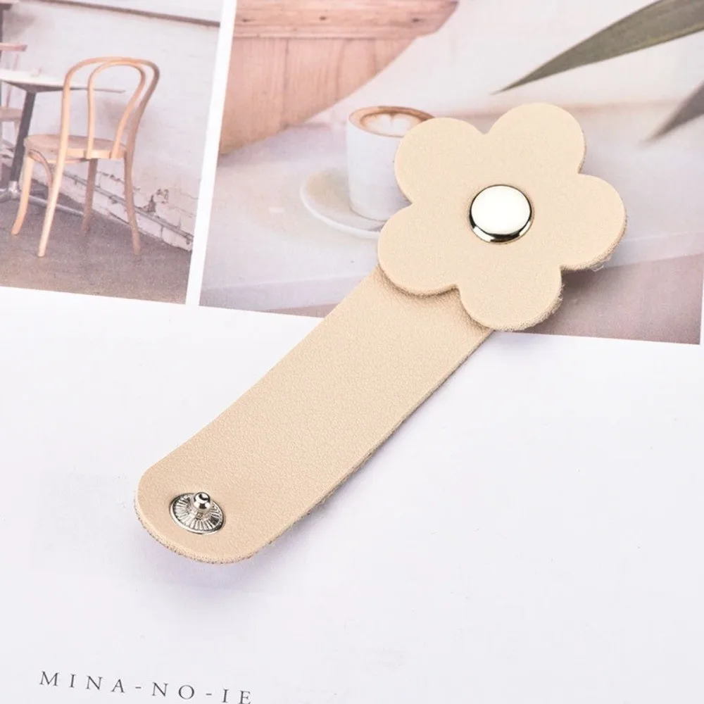 Accessories Leather Flower Cable Winder Portable Reusable Data Cable Ties Cord Organizer Clips Earphone Cord
