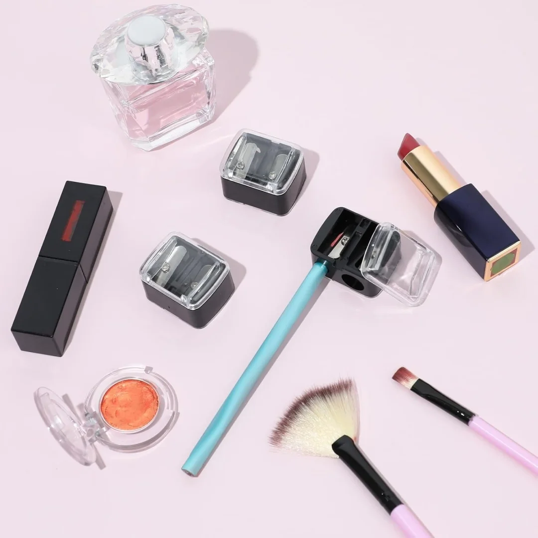 Makeup Pencil Sharpener Plastic Lip Liner Pencil Eyeliner Sharpener Dual Holes Cosmetic Manual Tools for Eyeliner(Matte Black,Classic) view 2