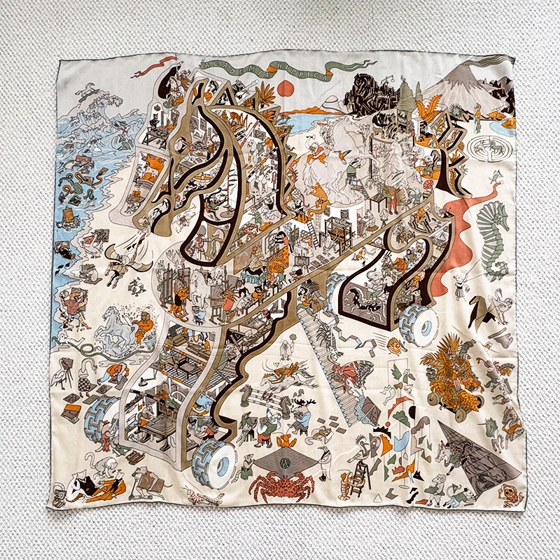 

Шелковый кашемировый шарф, женский роскошный зимний пончо, большие банданы, шарфы для волос на шею, аксессуары для одежды, сохраняющие тепло, принт лошади